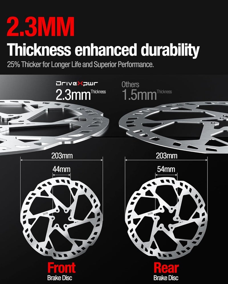 DriveXpwr Heavy-Duty 203 mm Thickened Stainless Steel Front&Rear Brake Disc Rotor for for Sur-Ron Light Bee LBX, Segway X160/X260 - Enhanced Cooling & Durability - Image 2